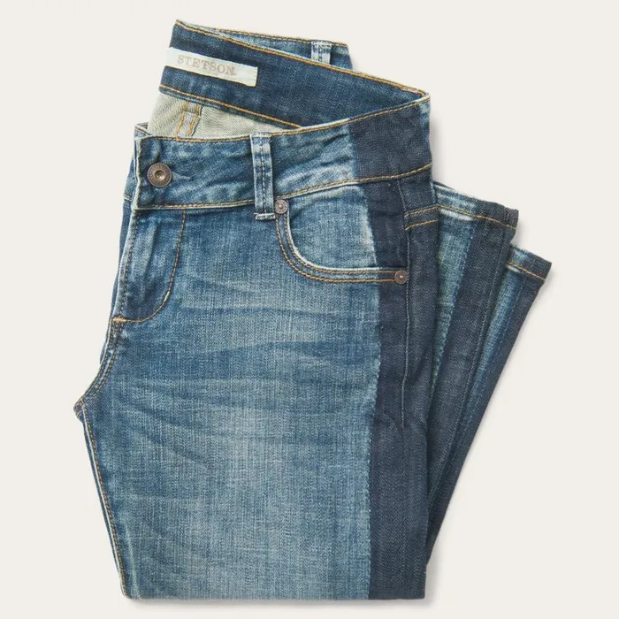 Skinny Fit Stripe Leg Jean Blue Women Stetson Denim