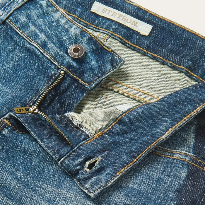 Skinny Fit Stripe Leg Jean Blue Women Stetson Denim