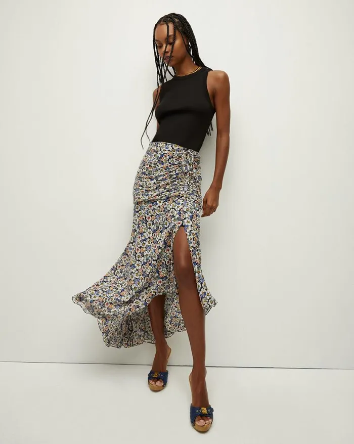 Skirts and Shorts Shop Veronica Beard Lucien Floral Silk Skirt Black Multi