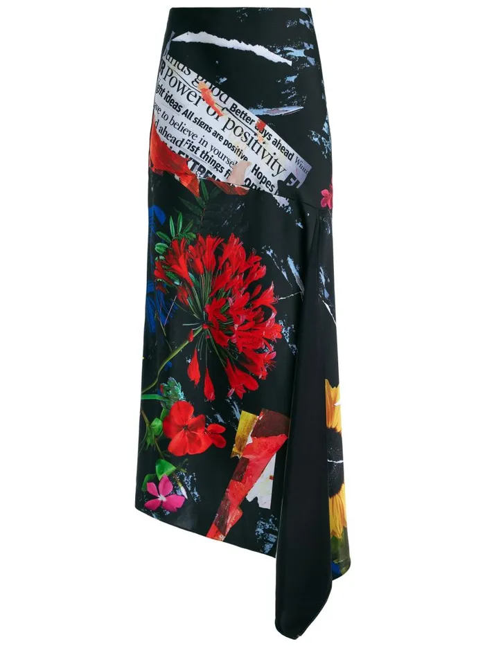 Skirts Women Alice Olivia AYLA ASYMMETRIC HIGH SLIT MIDI SKIRT Azalea Floral