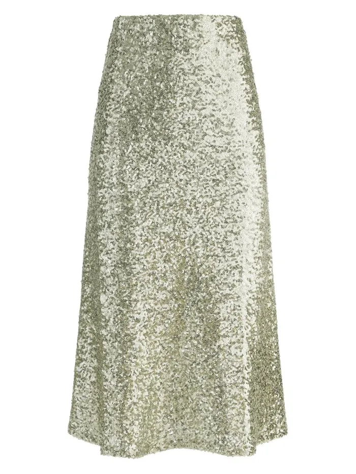 Skirts Women Alice Olivia MAEVE SEQUIN KICK FLARE SLIP SKIRT Champagnesilver
