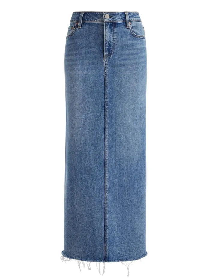 Skirts Women Alice Olivia MARISSA HIGH RISE MAXI SKIRT WITH SIDE SLIT Brooklyn Blue