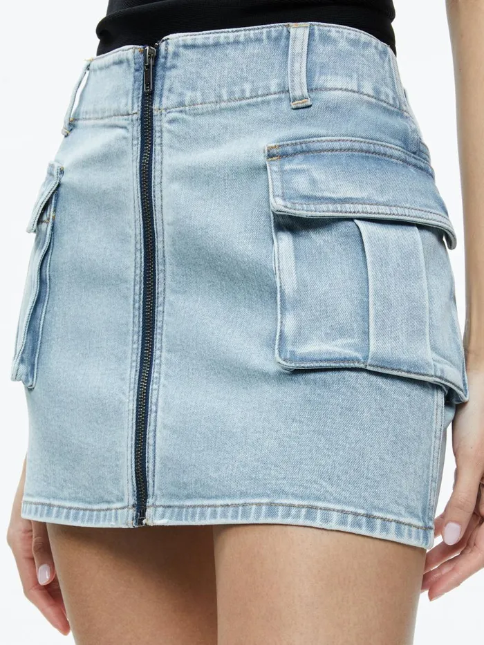 Skirts Women Alice Olivia RAHMI CARGO MINI SKIRT Rockstar Blue