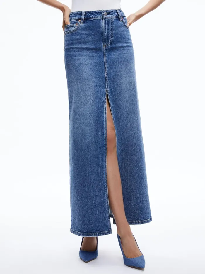 Skirts Women Alice Olivia RYE DENIM MAXI SKIRT Brooklyn Blue
