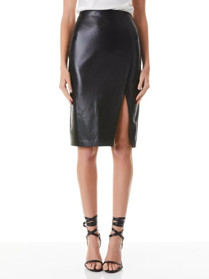 Skirts Women Alice Olivia SIOBHAN FRONT WRAP MIDI SKIRT Black