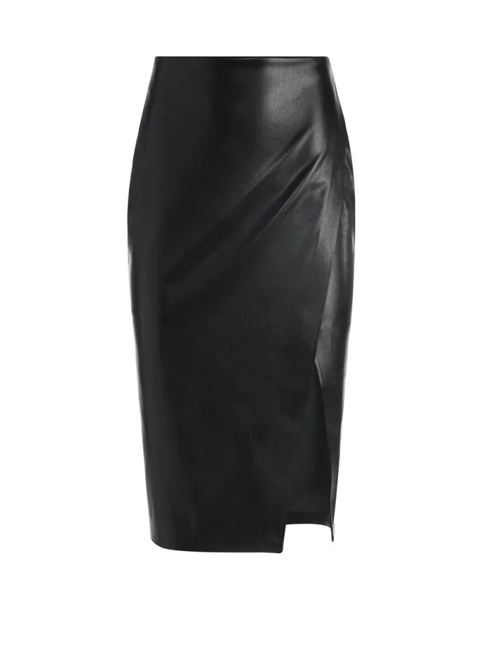 Skirts Women Alice Olivia SIOBHAN FRONT WRAP MIDI SKIRT Black