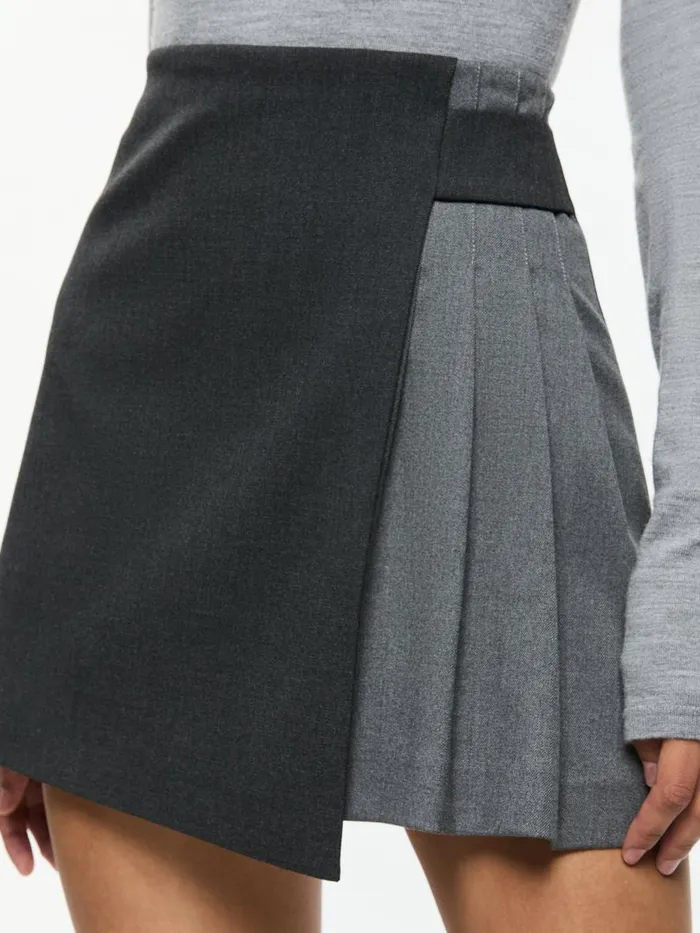 Skirts Women Alice Olivia TONI ASYMMETRIC PLEATED SKIRT Charcoal Grey Melange