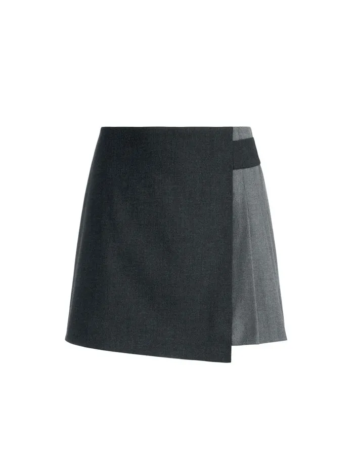 Skirts Women Alice Olivia TONI ASYMMETRIC PLEATED SKIRT Charcoal Grey Melange