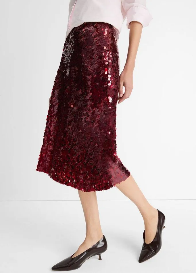 Skirts Women Vince Paillette Bias Skirt Ruby Ink Skirts Women Vince Paillette Bias Skirt Ruby Ink
