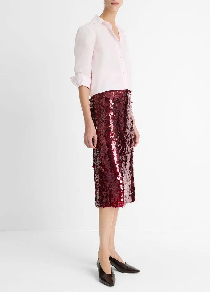 Skirts Women Vince Paillette Bias Skirt Ruby Ink Skirts Women Vince Paillette Bias Skirt Ruby Ink