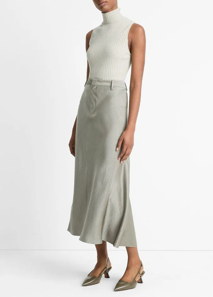 Skirts Women Vince Satin ALine Trouser Skirt Smoky Moss Skirts Women Vince Satin ALine Trouser Skirt Smoky Moss