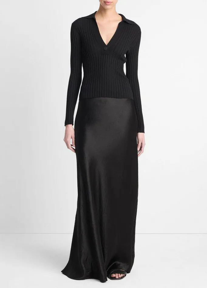 Skirts Women Vince Satin Maxi Skirt Black