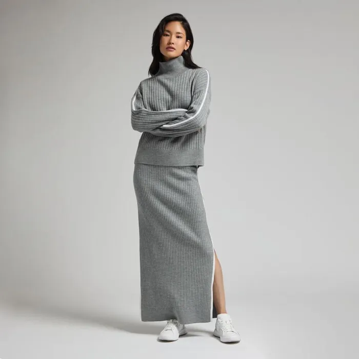 Skorts and Dresses Women GFORE HIGH WAISTED RIBBED MERINO WOOL BLEND MAXI SKIRT Heather Grey Skorts and Dresses Women GFORE HIGH WAISTED RIBBED MERINO WOOL BLEND MAXI SKIRT Heather Grey
