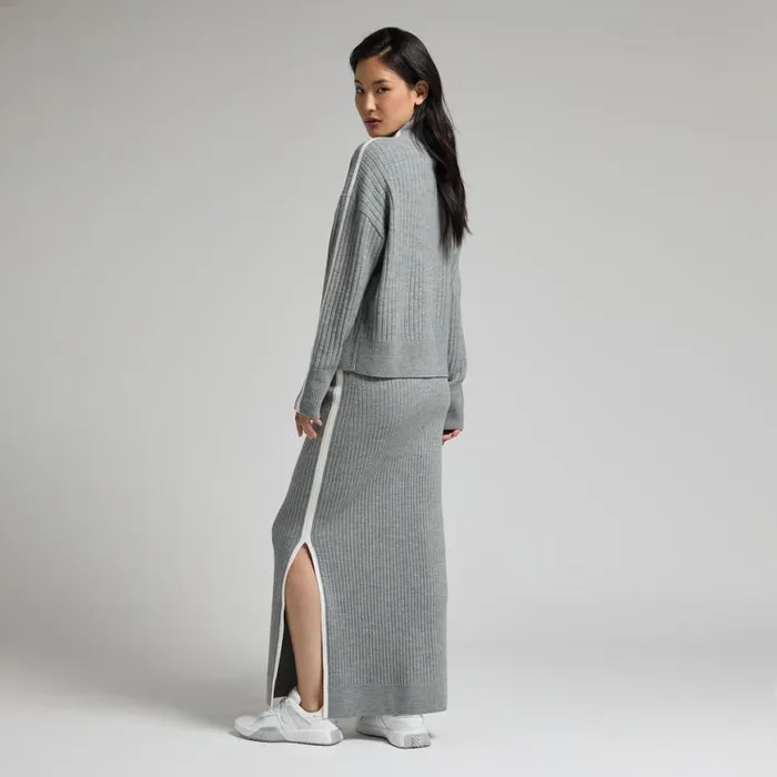 Skorts and Dresses Women GFORE HIGH WAISTED RIBBED MERINO WOOL BLEND MAXI SKIRT Heather Grey Skorts and Dresses Women GFORE HIGH WAISTED RIBBED MERINO WOOL BLEND MAXI SKIRT Heather Grey