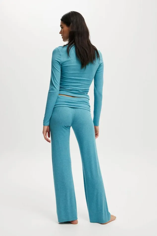 Sleep Recovery Roll Waist Pant Coastline Blue Marle Women Cotton On Pajamas Sleep Recovery Roll Waist Pant Coastline Blue Marle Women Cotton On Pajamas