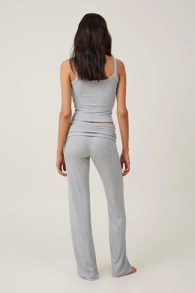 Sleep Recovery Roll Waist Pant Grey Marle Rib Women Cotton On Loungewear Sleep Recovery Roll Waist Pant Grey Marle Rib Women Cotton On Loungewear