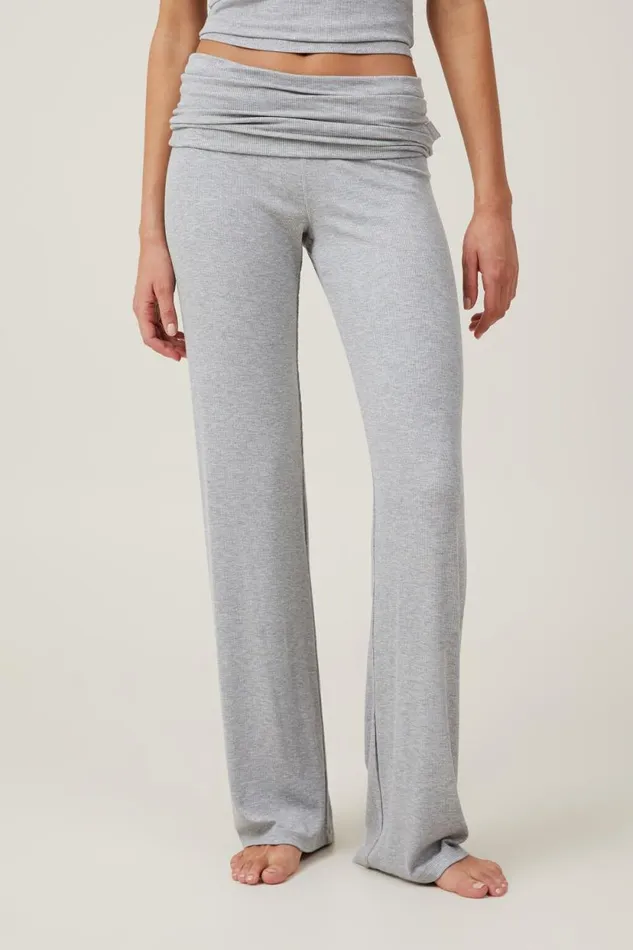 Sleep Recovery Roll Waist Pant Grey Marle Rib Women Cotton On Loungewear Sleep Recovery Roll Waist Pant Grey Marle Rib Women Cotton On Loungewear