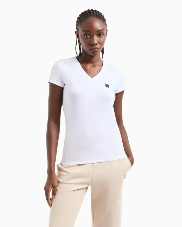 Slim Fit Tshirt In ASV Jersey White Women Armani TShirts Slim Fit Tshirt In ASV Jersey White Women Armani TShirts