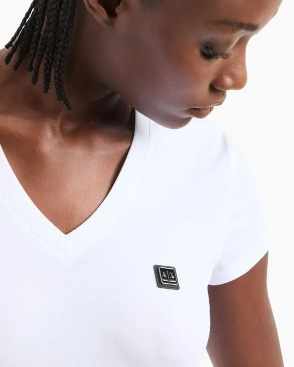 Slim Fit Tshirt In ASV Jersey White Women Armani TShirts Slim Fit Tshirt In ASV Jersey White Women Armani TShirts