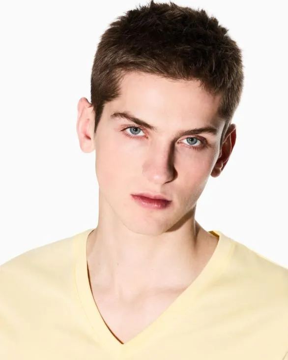 Slim Fit Tshirt In Pima Cotton Jersey Yellow Men Armani Pima TShirts Slim Fit Tshirt In Pima Cotton Jersey Yellow Men Armani Pima TShirts