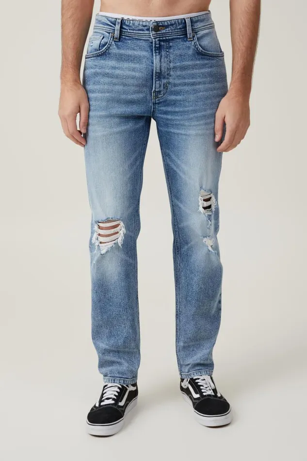 Slim Straight Jean West Blue Ripped Men Cotton On Pants Slim Straight Jean West Blue Ripped Men Cotton On Pants