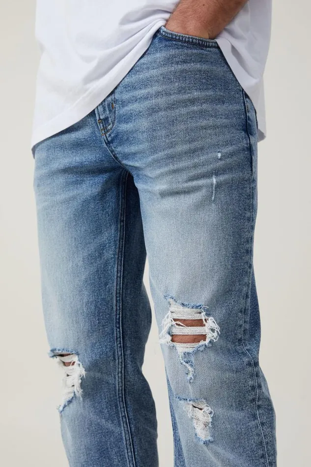 Slim Straight Jean West Blue Ripped Men Cotton On Pants Slim Straight Jean West Blue Ripped Men Cotton On Pants