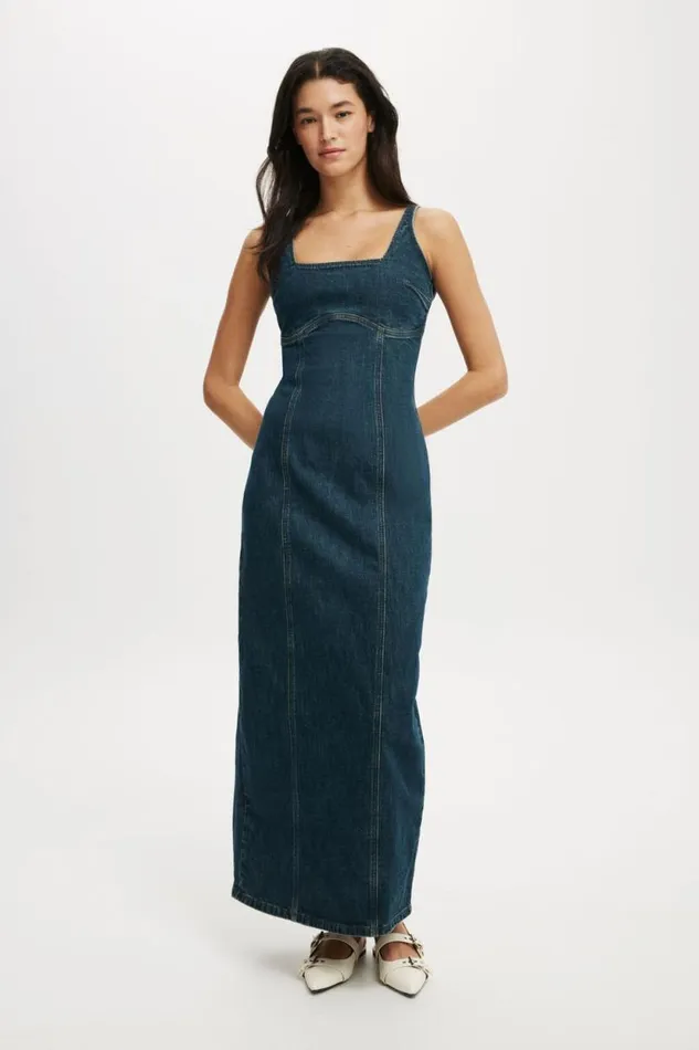 Sloan Denim Maxi Dress Mistic Blue Women Cotton On Skirts
