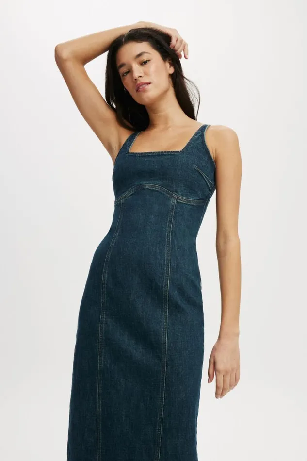 Sloan Denim Maxi Dress Mistic Blue Women Cotton On Skirts