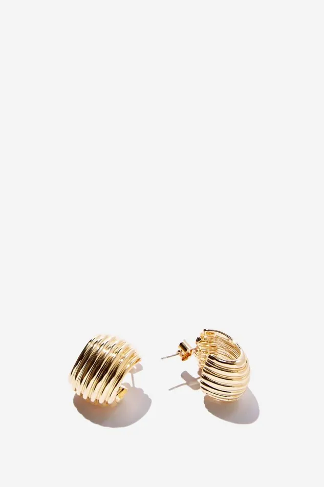 Small Charm Earring Up Gold Ridged Sqoval Women Cotton On Jewelry