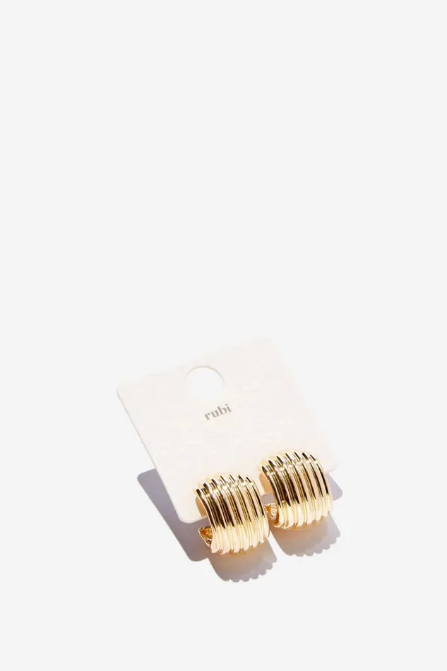Small Charm Earring Up Gold Ridged Sqoval Women Cotton On Jewelry