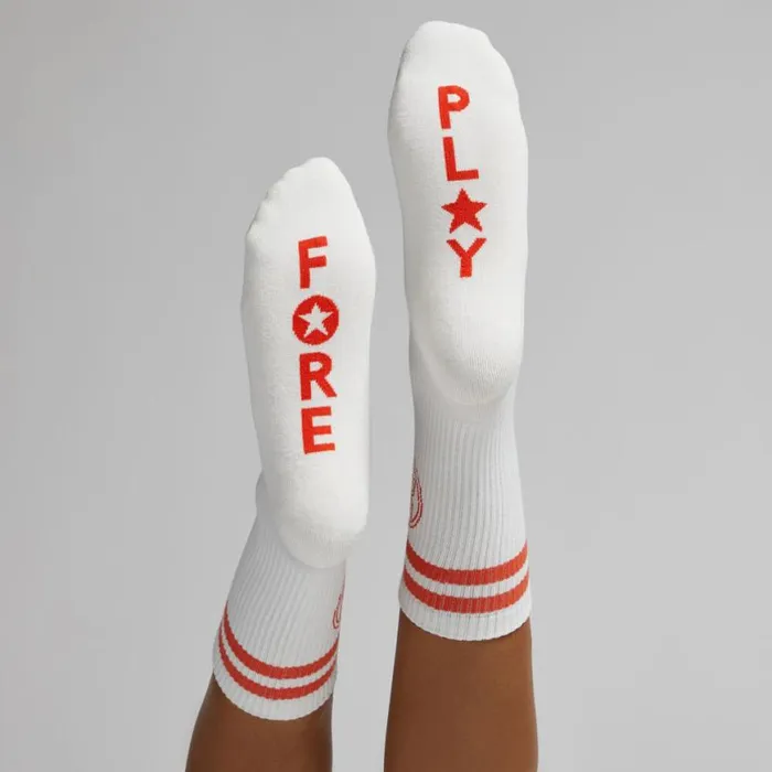 Socks Women GFORE STRIPED FORE PLAY CREW SOCKS Shocking Orange Socks Women GFORE STRIPED FORE PLAY CREW SOCKS Shocking Orange