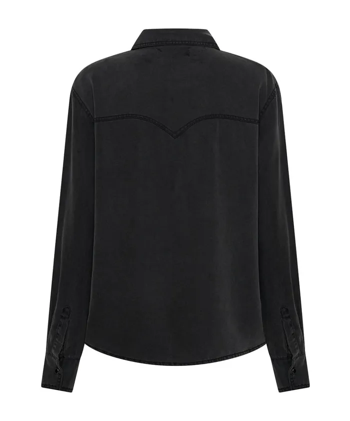 SOFT BLACK TENCEL WESTERN SHIRT Women One Teaspoon Shirts SOFT BLACK TENCEL WESTERN SHIRT Women One Teaspoon Shirts