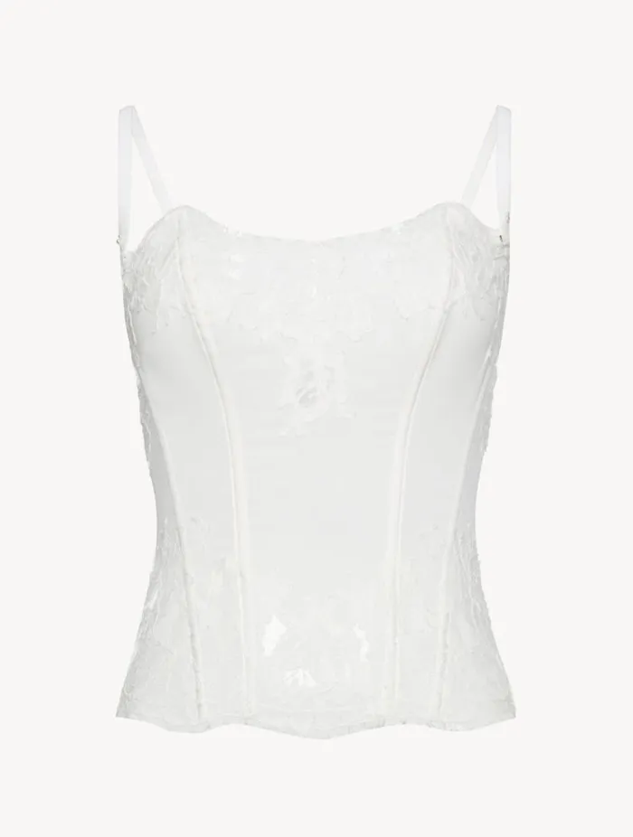 Soft Corset In Off White With Cotton Leavers Lace Lingerie La Perla Bodysuits and Bustiers Soft Corset In Off White With Cotton Leavers Lace Lingerie La Perla Bodysuits and Bustiers