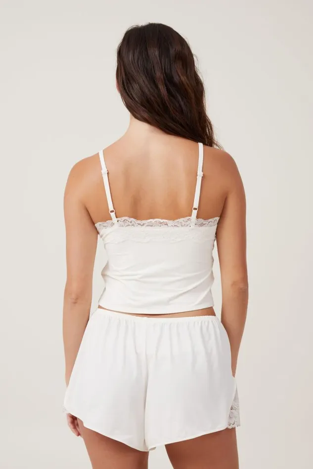 Soft Lounge Lace Trim Cami Whisper White Women Cotton On Tops