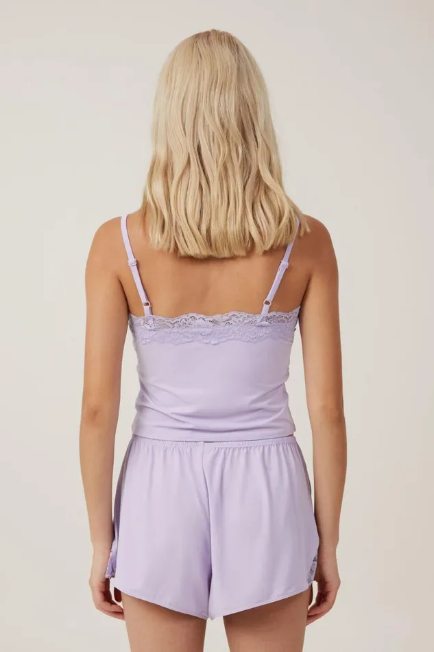Soft Lounge Lace Trim Short Purple Rose Women Cotton On Shorts