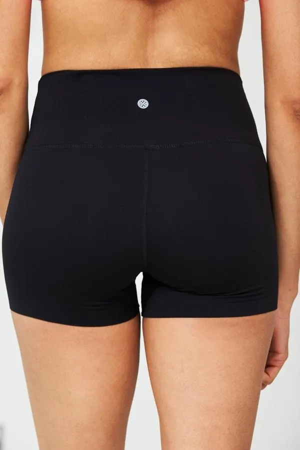 Sosandar Activewear Women Black High Waisted Super Stretch Activewear Shorts Black
