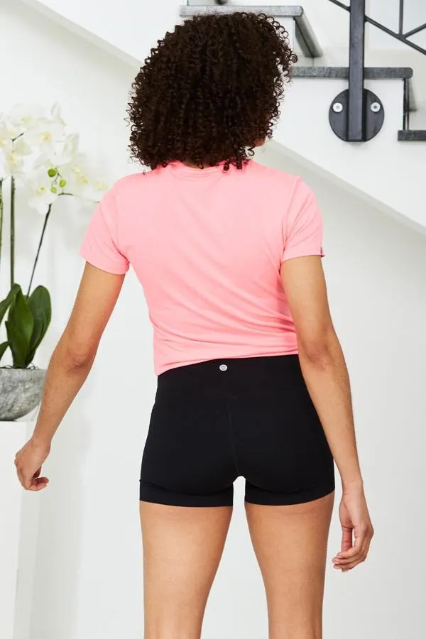 Sosandar Activewear Women Black High Waisted Super Stretch Activewear Shorts Black