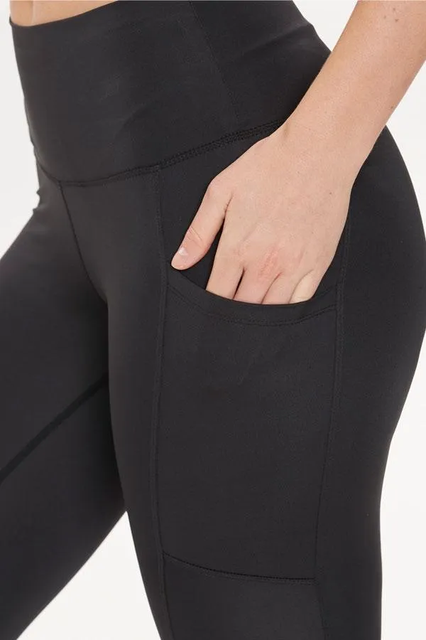 Sosandar Activewear Women Black Mesh Panel High Waisted Sleek Activewear Leggings Black