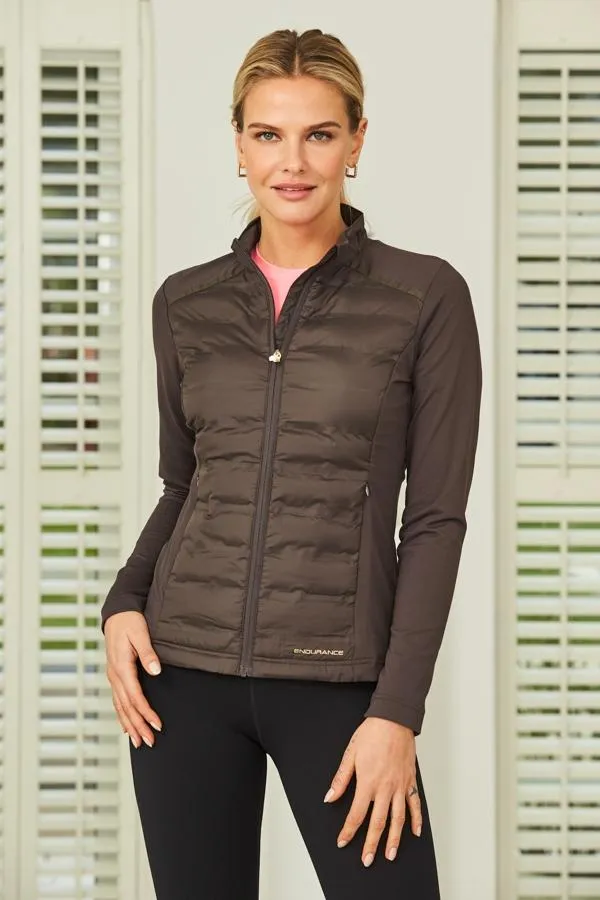 Sosandar Activewear Women Chocolate Brown Ultimate Hybrid Padded Jacket Chocolate Brown