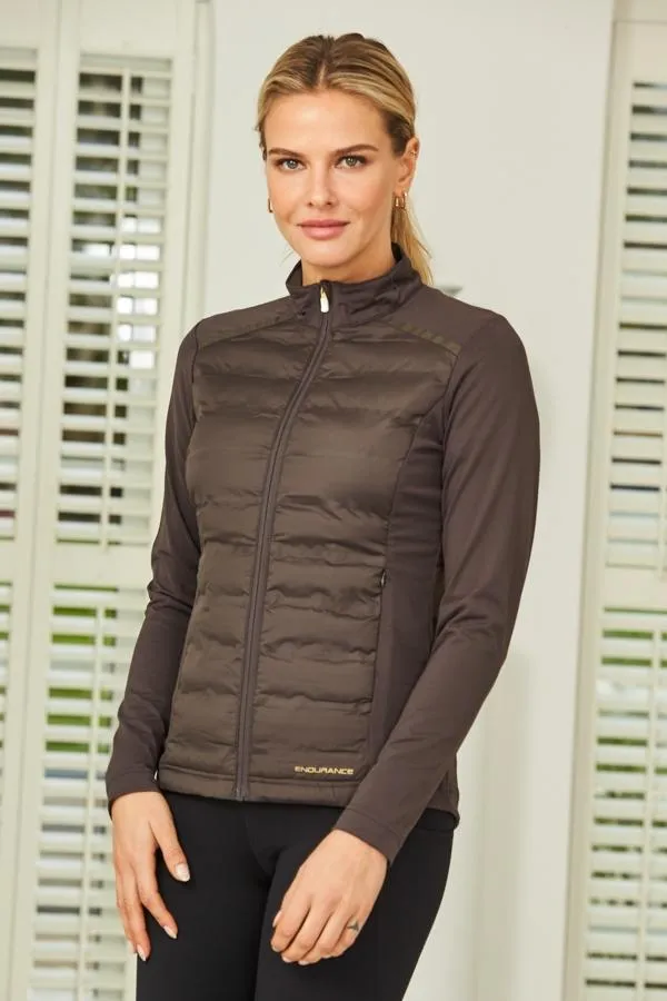 Sosandar Activewear Women Chocolate Brown Ultimate Hybrid Padded Jacket Chocolate Brown