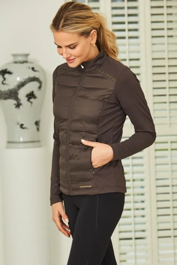 Sosandar Activewear Women Chocolate Brown Ultimate Hybrid Padded Jacket Chocolate Brown