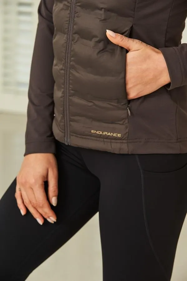 Sosandar Activewear Women Chocolate Brown Ultimate Hybrid Padded Jacket Chocolate Brown