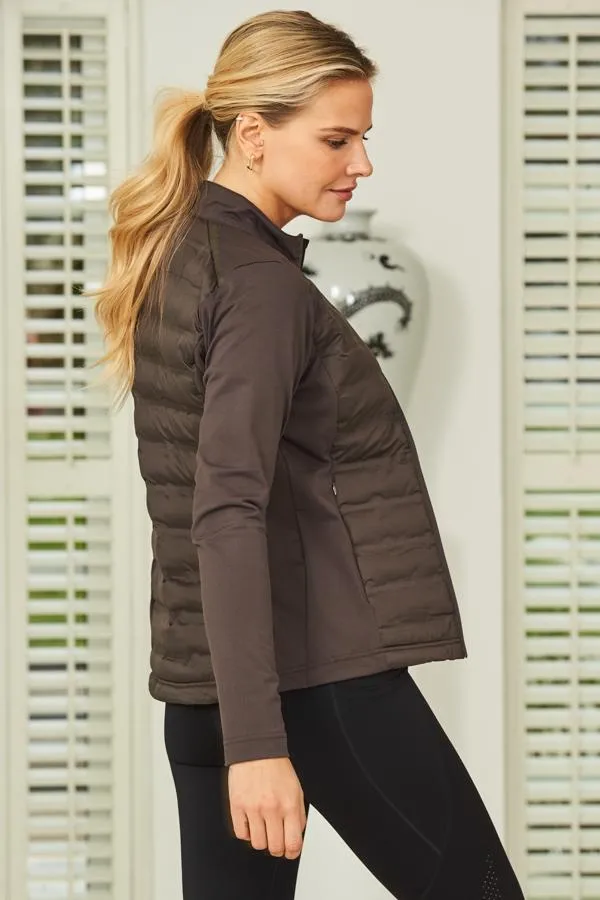 Sosandar Activewear Women Chocolate Brown Ultimate Hybrid Padded Jacket Chocolate Brown