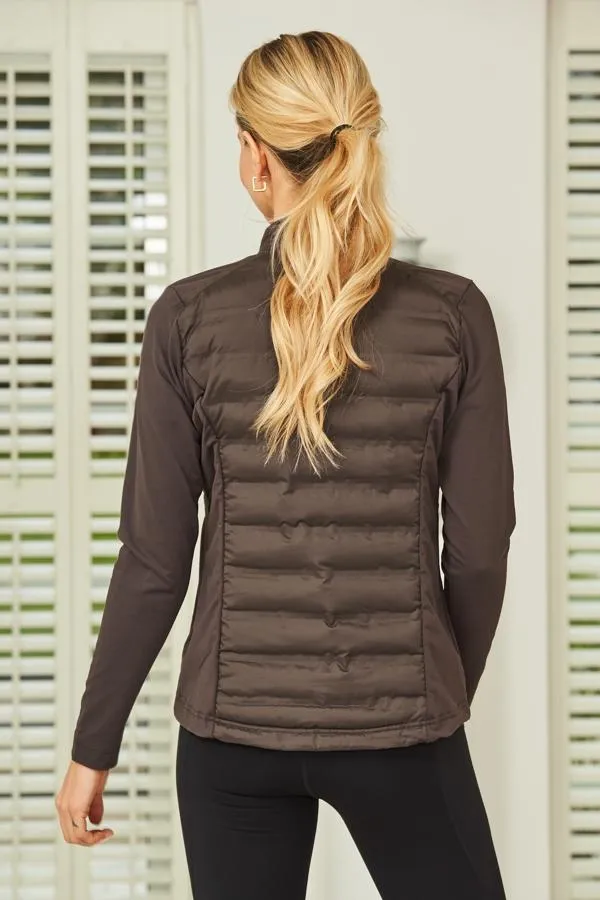 Sosandar Activewear Women Chocolate Brown Ultimate Hybrid Padded Jacket Chocolate Brown