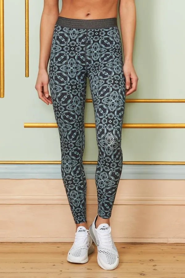Sosandar Activewear Women Felix Grey Geo Print Activewear Leggings Grey