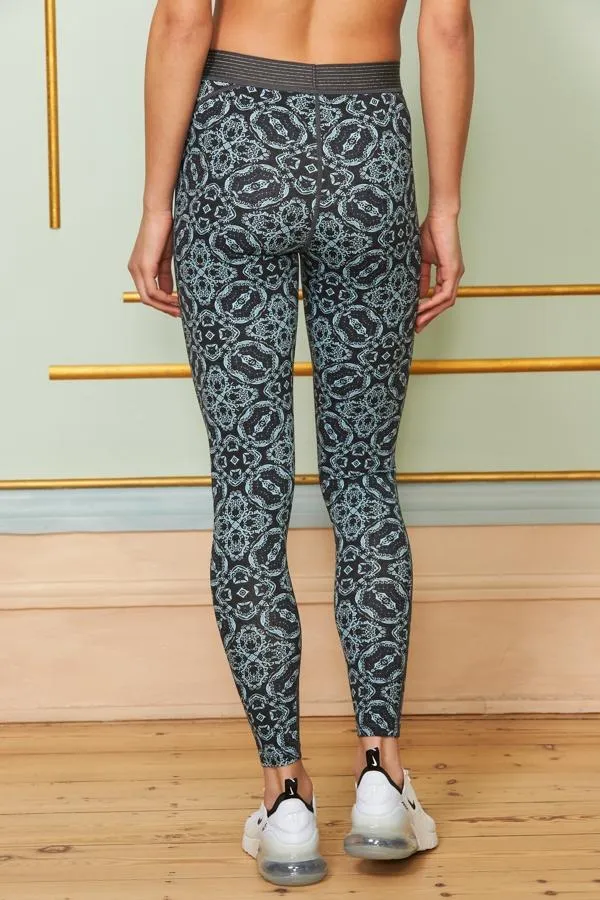 Sosandar Activewear Women Felix Grey Geo Print Activewear Leggings Grey