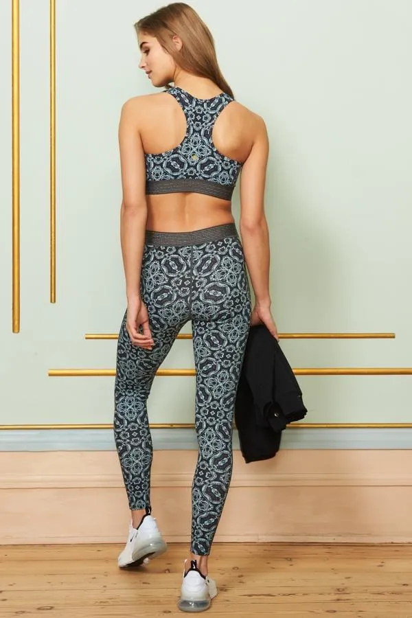 Sosandar Activewear Women Felix Grey Geo Print Activewear Leggings Grey