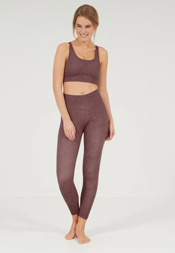 Sosandar Activewear Women Mauve and Grey Spot High Waisted Perfect Body Sculpting Activewear Leggings Mauve Grey