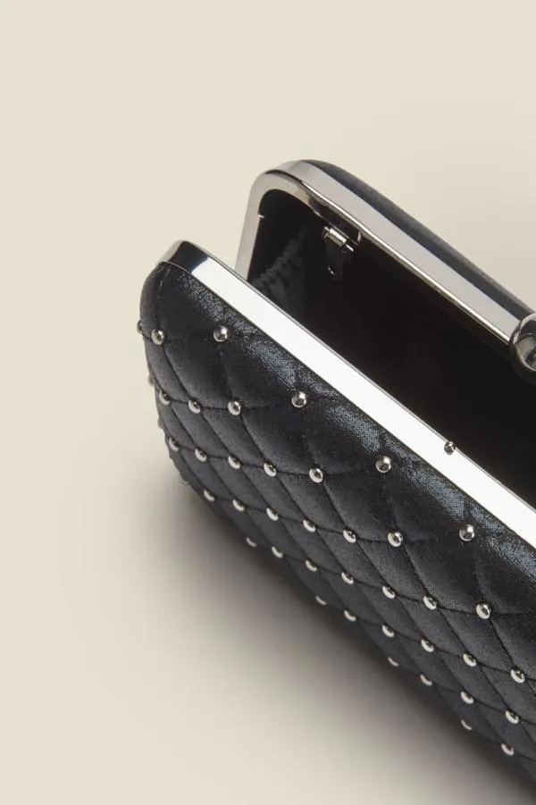 Sosandar Bags and Belts Women Black and Silver Stud Detail Clutch Bag Black Silver