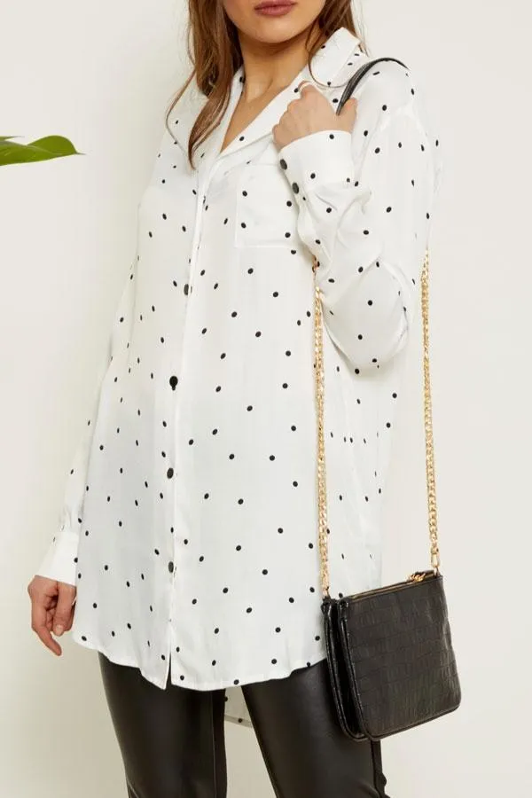 Sosandar Bags and Belts Women Black Luxe Leather Croc Effect Bag With Gold Chain Strap Black